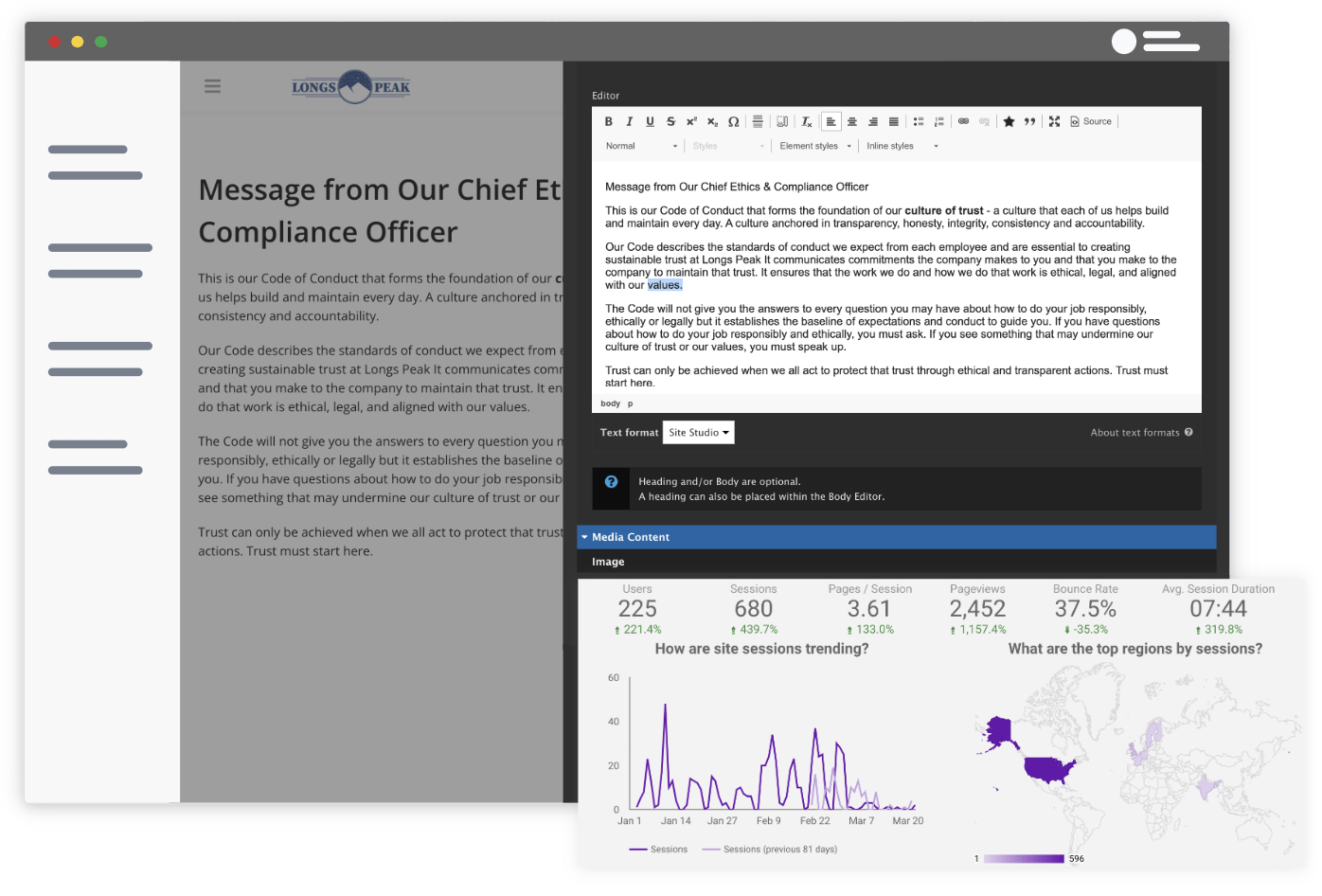 Screenshot of onetrust platform showing message from chief compliance officer