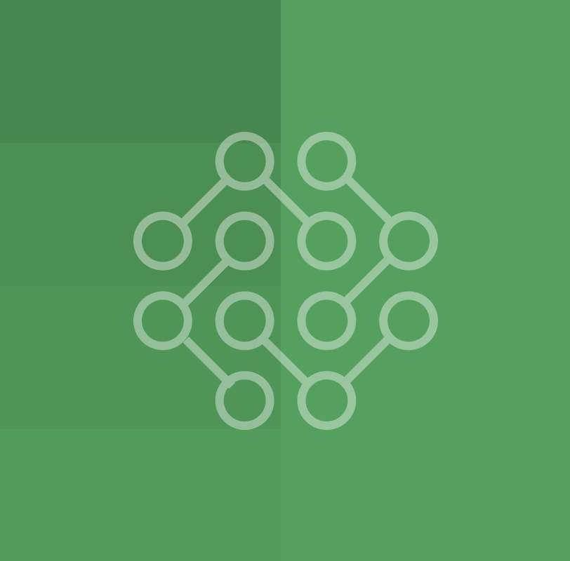 Molecule icon with a light green geometric background